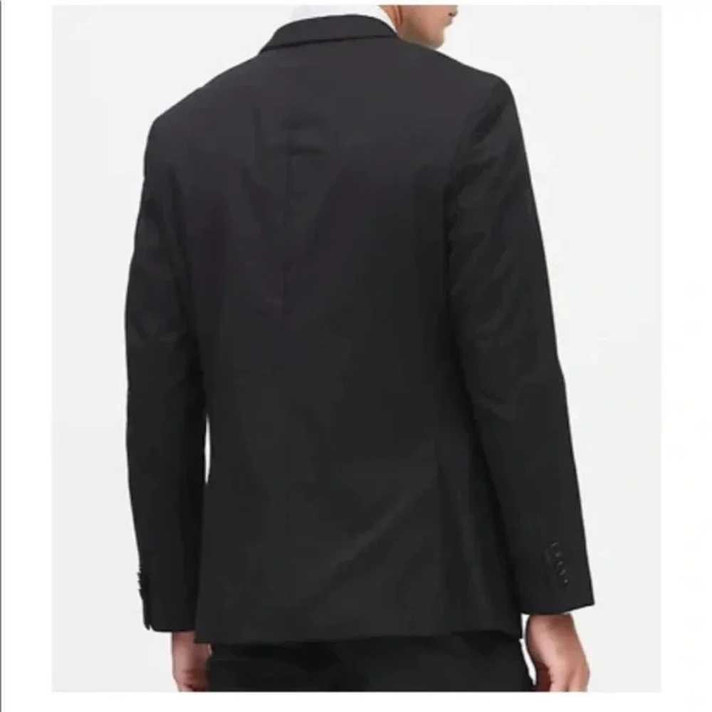 Banana Republic Standard Solid Italian Wool Suit Jacket size 32S Charcoal Black